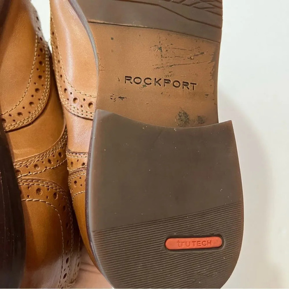 Rockport Trutech Brown Wingtip Lace-up Loafers Size 10.5 Men’s Dress Shoe Work - Picture 10 of 12